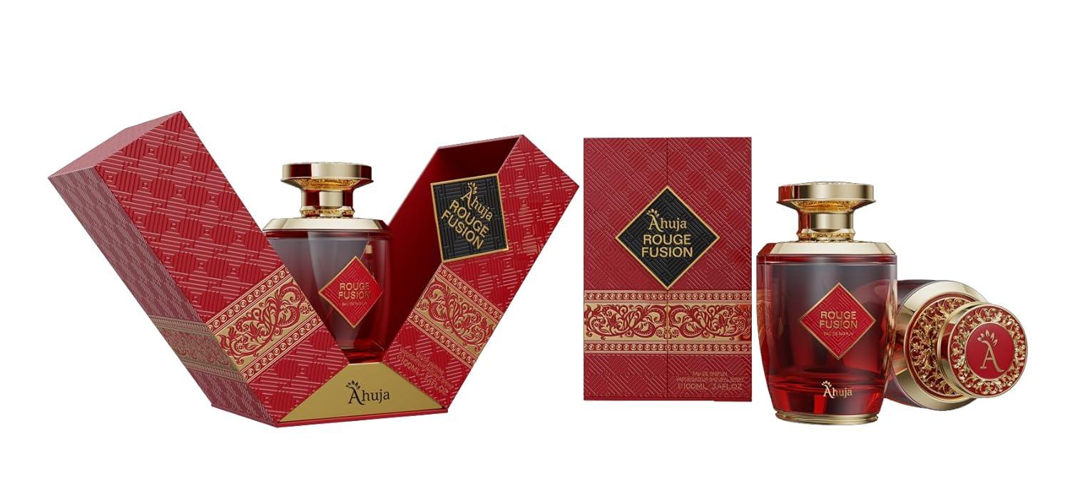 AHUJA Rouge Fusion Unisex Eau De Parfum (3.4 fl oz) — Long Lasting Cologne for Men & Women — Bold Citrus, Vanilla, Rose, Pine & Geranium Notes — Luxurious Gift Fragrance for All Occasions AHUJA Rouge Fusion Unisex Eau De Parfum (3.4 fl oz) — Long Lasting Cologne for Men & Women — Bold Citrus, Vanilla, Rose, Pine & Geranium Notes — Luxurious Gift Fragrance for All Occasions