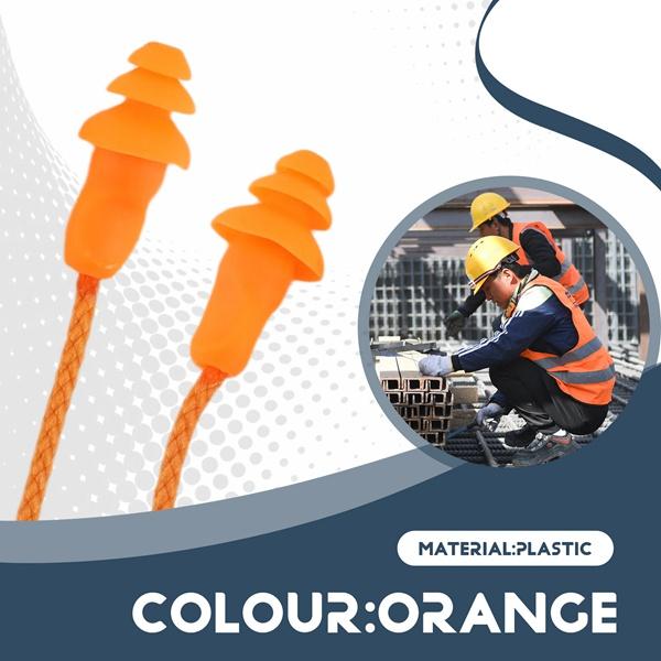 Ear Plugs Bluetooth Earphone for Work Noise Suppression Hearing Protection Construction Sites Noisy Places Audio Charging Silicone Shockproof Earbud Headset Orange Electronic Chargeable