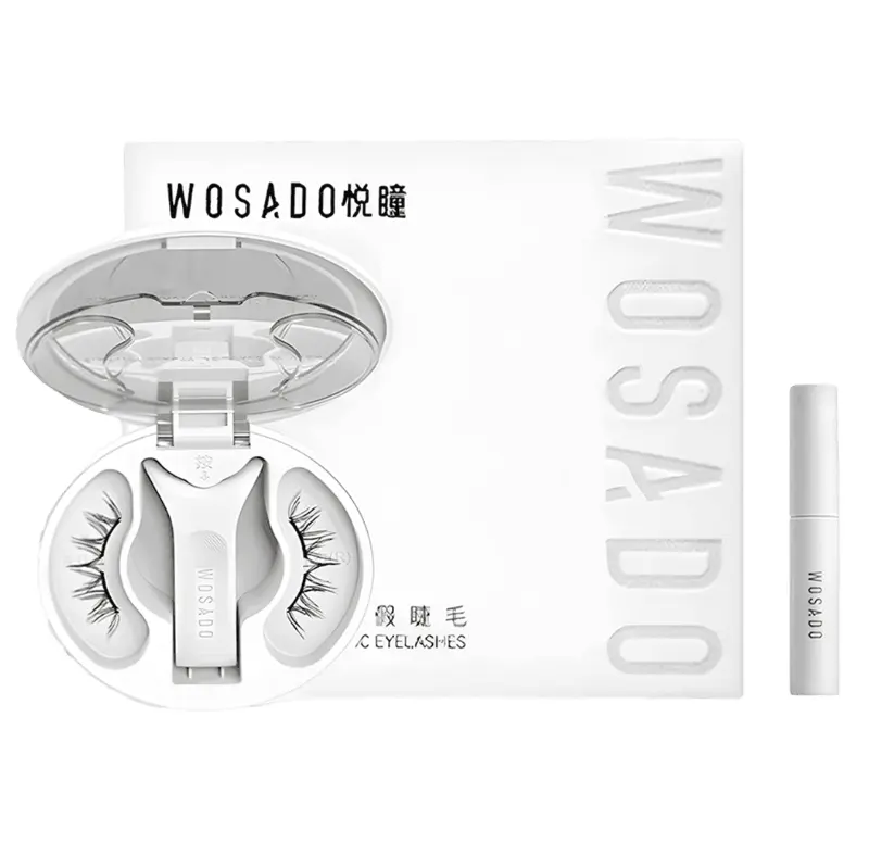 WOSADO Soft Magnetic Adsorption False Eyelashes, #Feather Black, Fox【2.0NEW】(with Eyelash Styling Gel0.07oz.