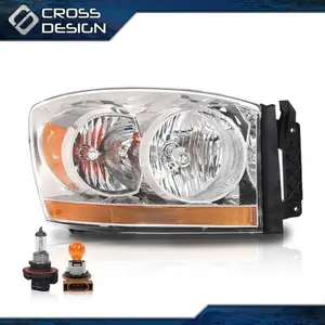 CROSSDESIGN Right Side Fit For Dodge Ram 1500 2500 3500 w/ Chrome Bezel 2006-2009 Headlight