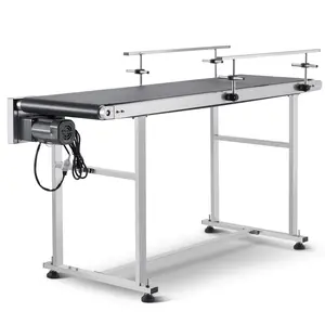 VEVOR Belt Conveyor,  , 59 x 15.7 inch Conveyor Table, Heavy Duty Stainless Steel Motorized Belt Conveyor for Inkjet Coding Applications Powered PVC Belt Anti-Static Adjustable Speed (Double Guardrail)