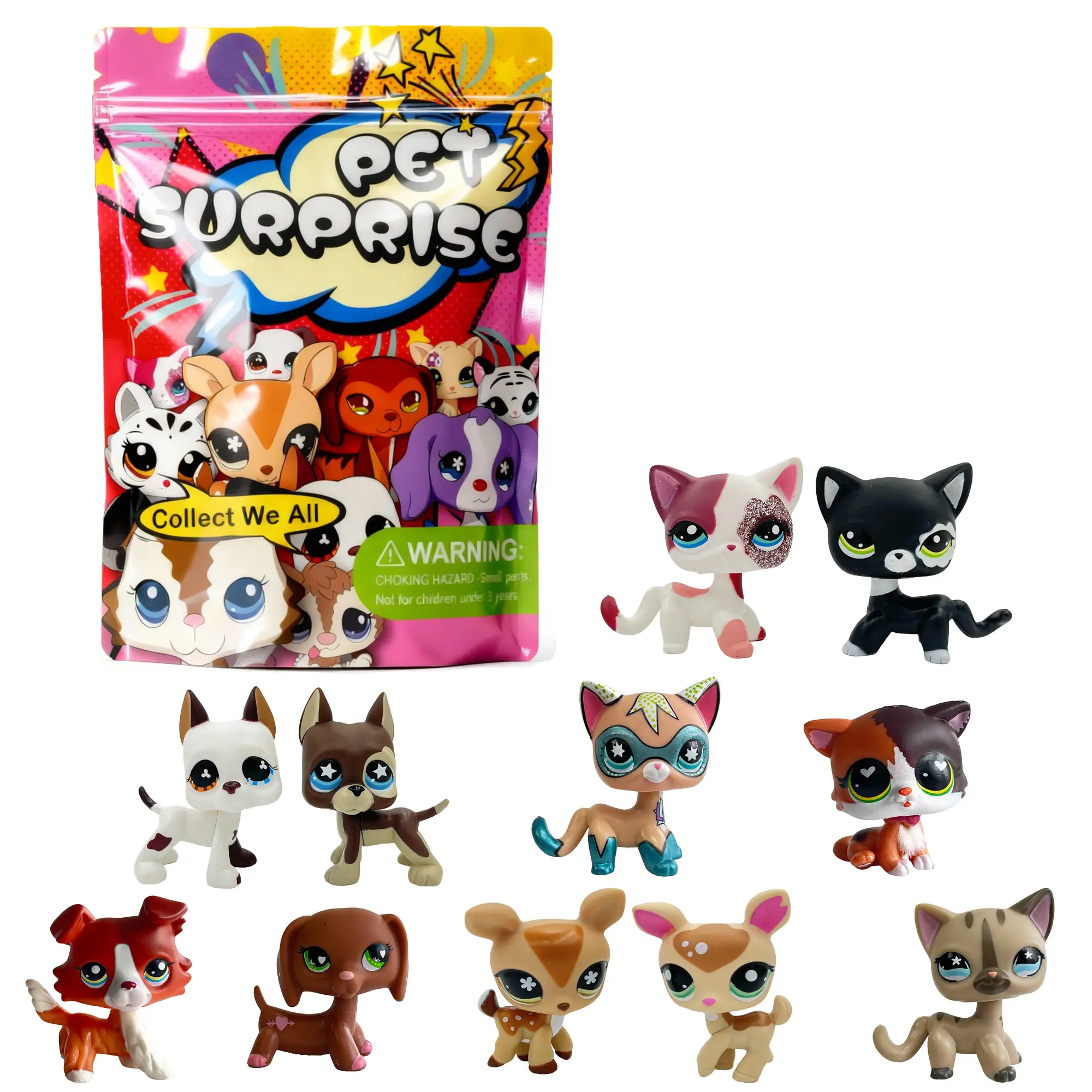 LPSCB 6pcs/lot pet shop toys old lps cat collie great dane dachshund toys Toyset Figures