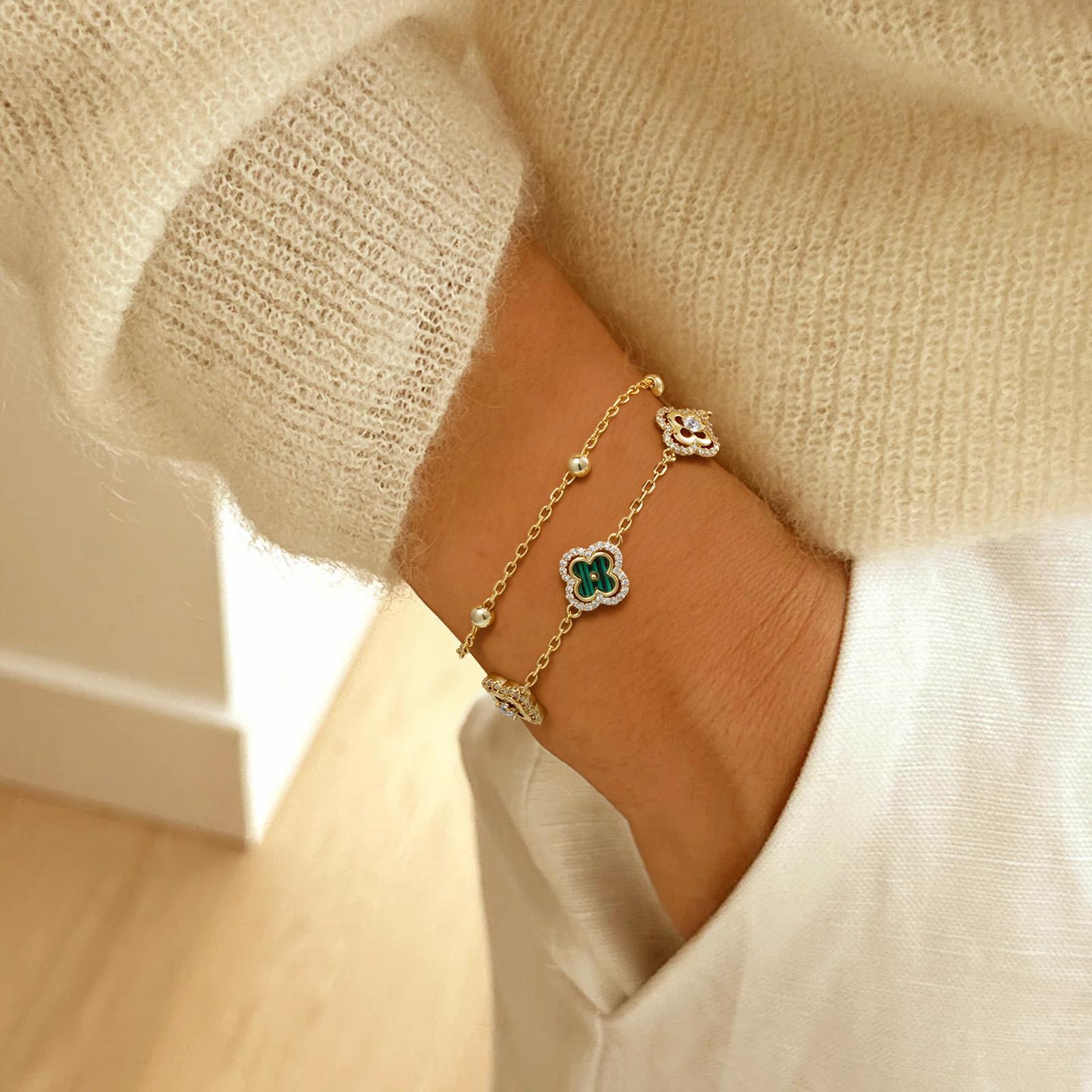 Turandoss 14K Gold Plated Lucky Clover Bracelet - Four Leaf Clover Flower Bracelet Everyday Jewelry - Hypoallergenic & Adjustable - Meaningful Birthday Gift for Her Turandoss 14K Gold Plated Lucky Clover Bracelet - Four Leaf Clover Flower Bracelet Everyday Jewelry - Hypoallergenic & Adjustable - Meaningful Birthday Gift for Her