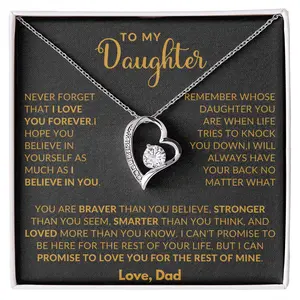 To My Amazing Daughter Necklace from Dad or Mom with Heartfelt Message Card Graduation,Birthday,Valentines or Special Ocassions