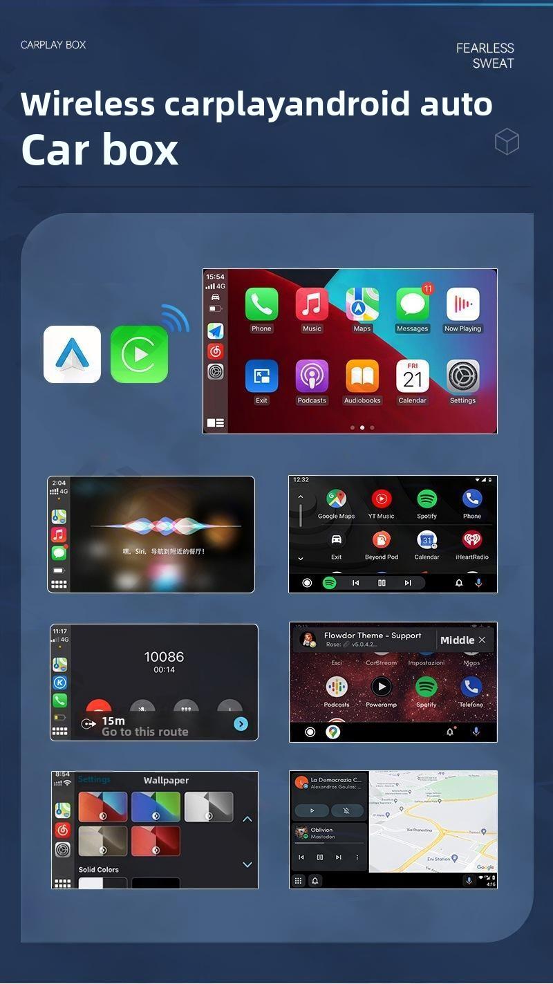 2026 New Smart two-in-one in-car connectivity box Wireless CarPlay Adapter - iPhone & Android Compatible with Fast No-Delay Link, Hands-Free Calling holiday gifts decor cool cover Car Gadgets car stuff car  Decoration Automotive Interior accessories car