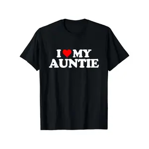 I Love Heart My Auntie T-Shirt, 100% Cotton, Fabric weight 180g, Valentine'S Day men and Women'S T-shirt is the best gift for friends during the holiday, S-XXXL, black Gift, Unisex, Hot selling items, Soft, Breathable, Lightweight - Crew Neck, Regular Fit