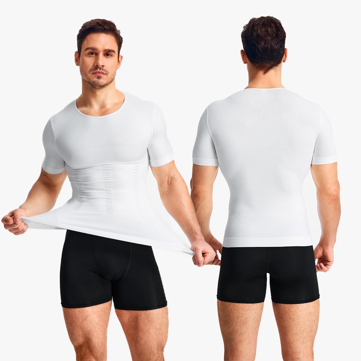 Nebility Mens Core Compression Shirt - Abdominal Sculpting Shapewear to Define Abs & Boost Confidence, Breathable, Quick-Dry Workout Shirts for Men Menswear Gym Tops