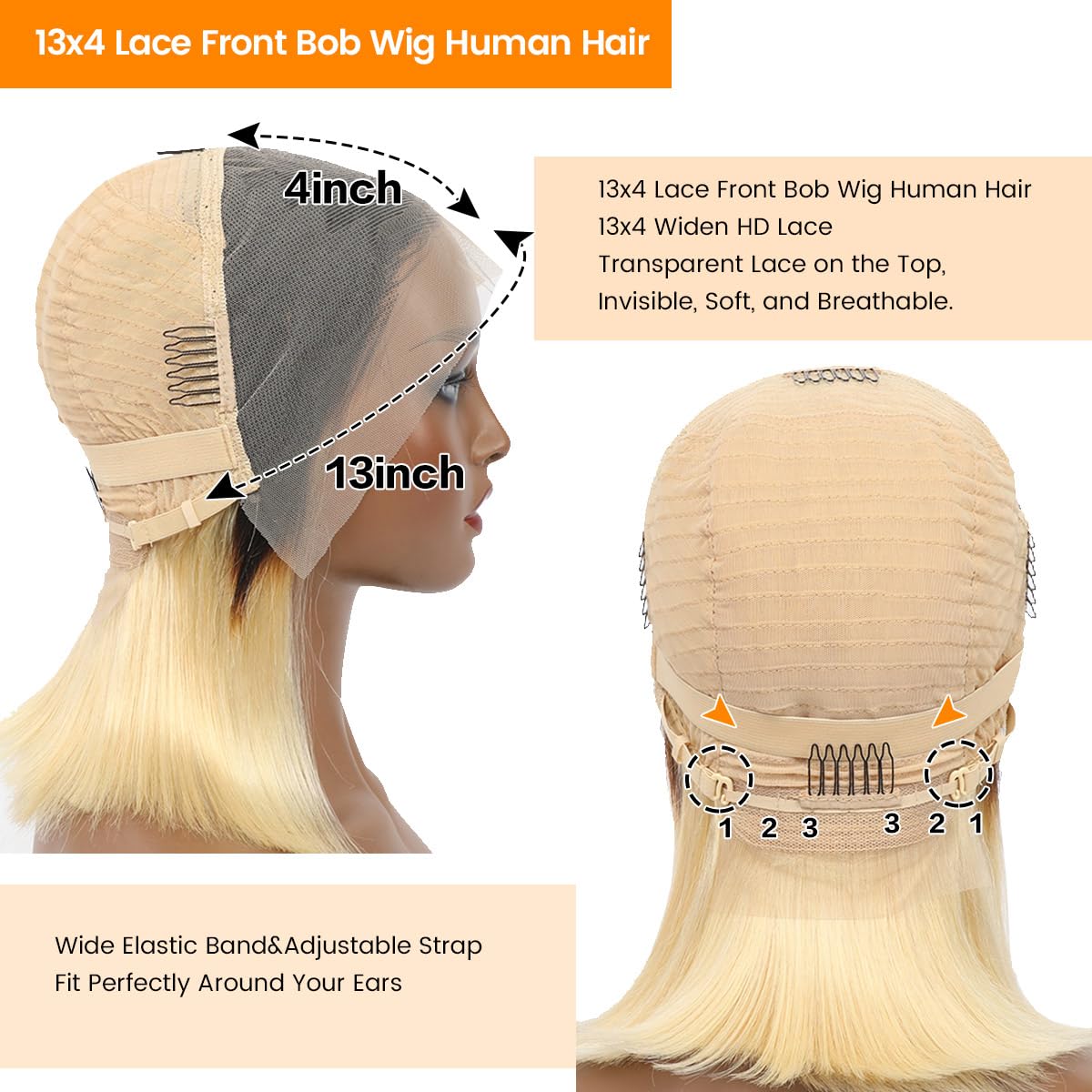 [Spring 2026]  Alipearl Hair 4/613 Ombre Blonde Lace Front Bob Wigs Short 13x4 Bob Wig for Women With Baby Hair Brazilian Straight Bob Wigs Human Hair Pre Plucked