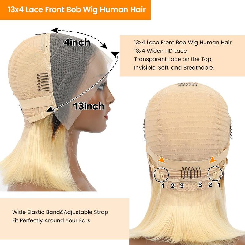 [Spring 2026]  Alipearl Hair 4/613 Ombre Blonde Lace Front Bob Wigs Short 13x4 Bob Wig for Women With Baby Hair Brazilian Straight Bob Wigs Human Hair Pre Plucked