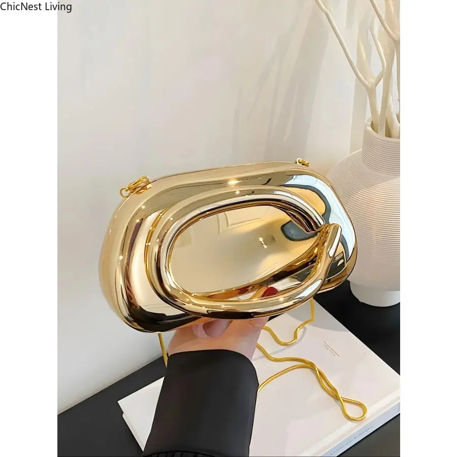 Women's Elegant Fabric Evening Clutch Handbag - Decorative Hard-Shell Design with Detachable Chain for Weddings, Proms, Prom‑Perfect Clutch