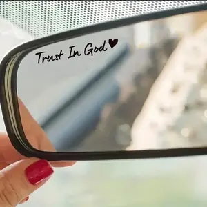 Set of 6 Bible/Church Mirror Stickers – “Trust In God,” “Faith Hope For Love”; self-adhesive, shiny finish; religious gifts for teachers; “Trust In God” with heart graphics – Christian church decorations for churches, homes, schools, and offices!