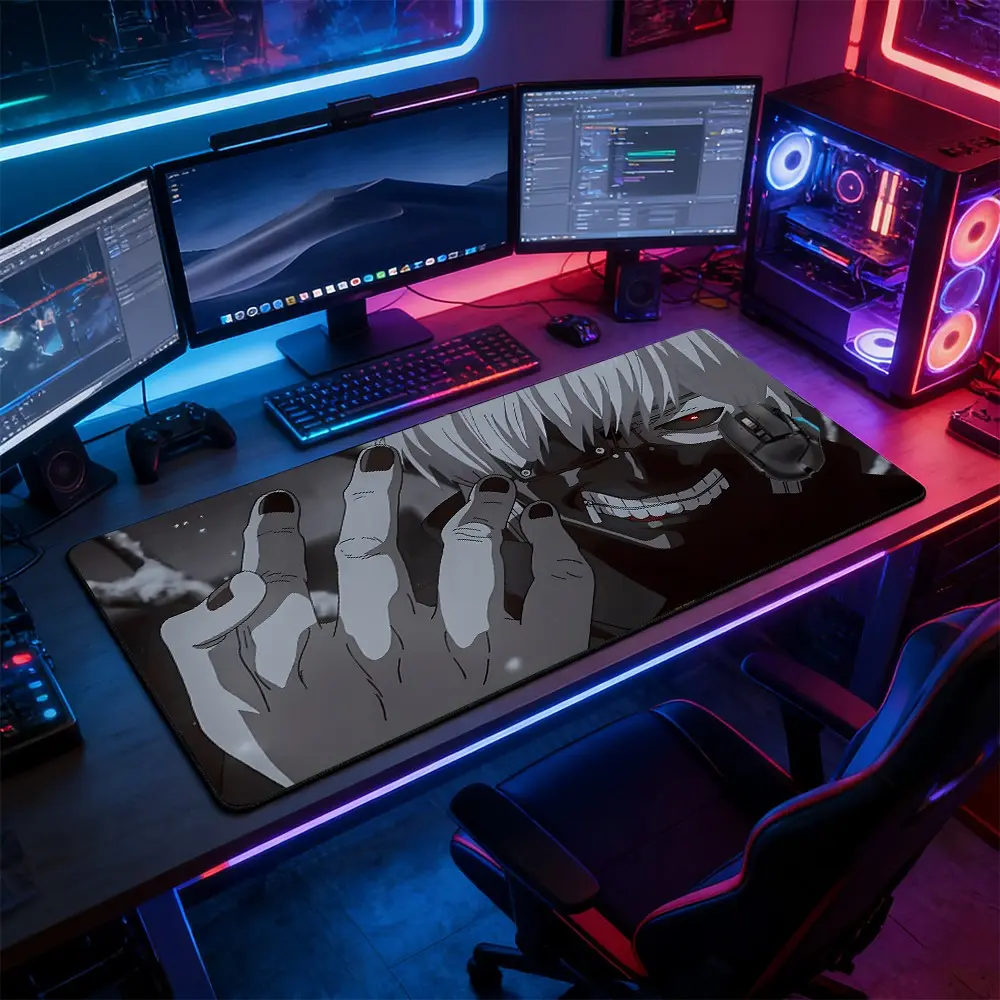Dark Japanese Anime Large Gaming Mouse Pad, Cool Ninja Extended Computer Keyboard Mouse Mat, Non-Slip Rubber Base Stitched Lock Edges Washable Desk Pad, Multi-Size for Home Office Gaming, Perfect Gift for Anime Fans, Anime Mousepad, Mouse Pad For Laptop