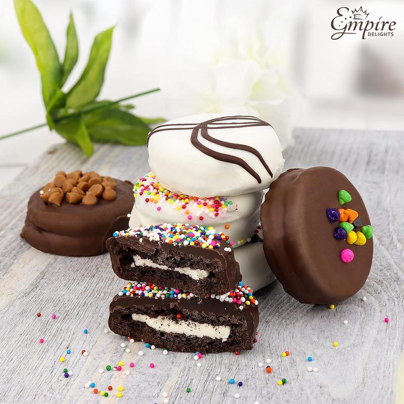 HOT - Valentines Day Cookies Gift Basket – Chocolate Covered Cookies – Fancy Valentines Day Gifts for Her – Romantic 12-Count Gift Basket