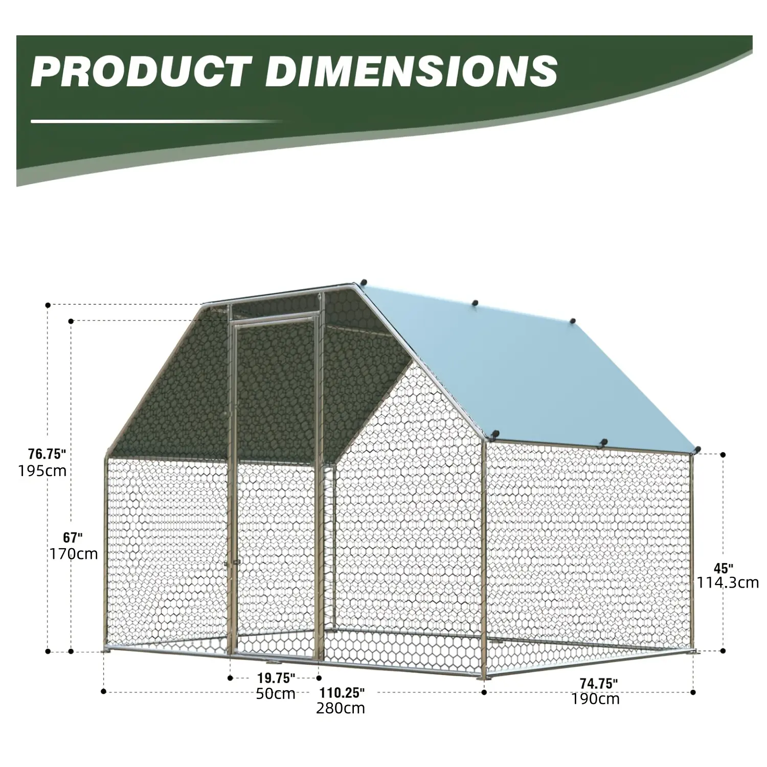 Flat 110.4"L x 74.8"W x 76.8"H