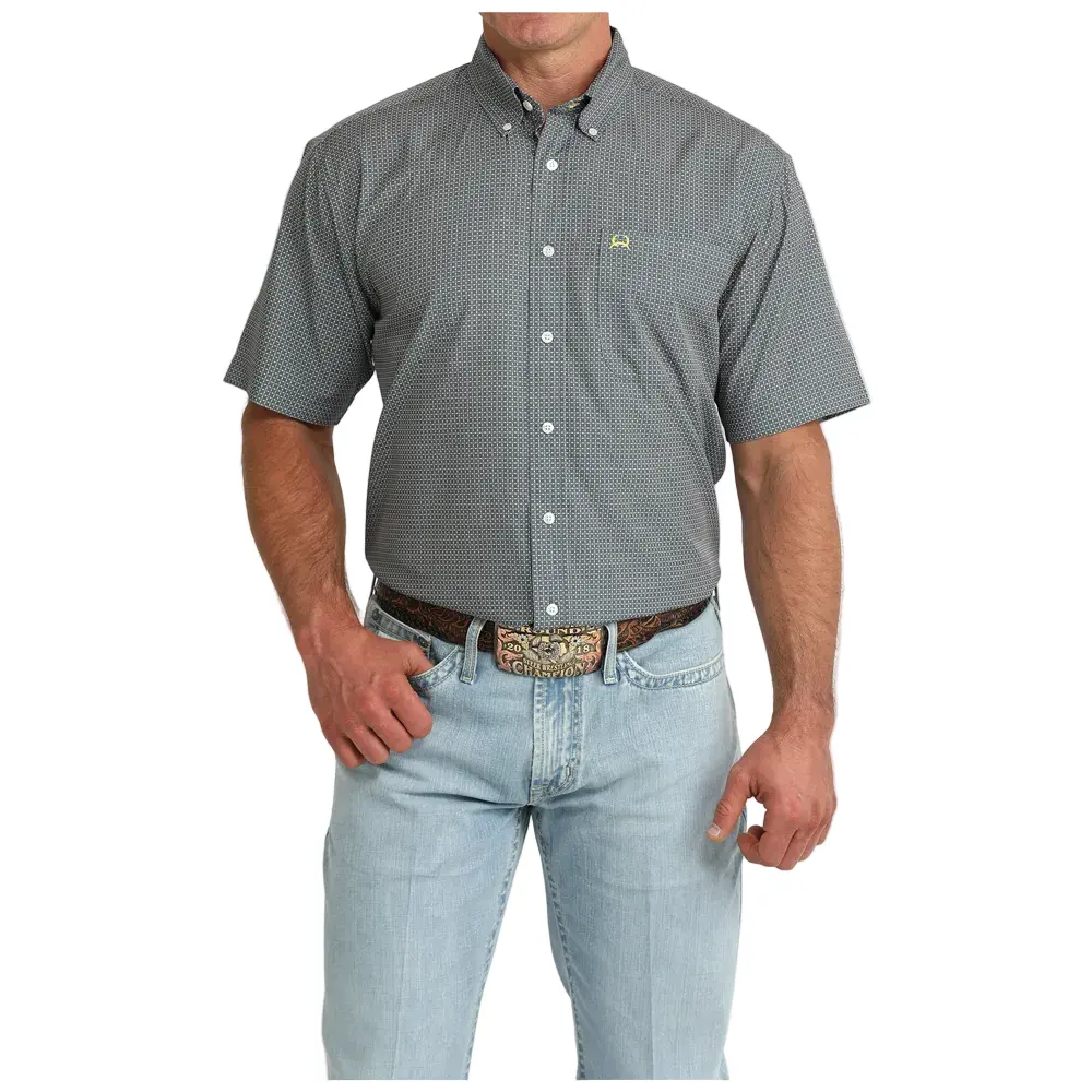 MTW1704168 Cinch Men's ArenaFlex Short Sleeve Button Down Shirt - Grey