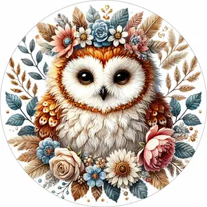 Owl Diamond Painting Kit, ROUND Drills, 12.5" Hanging Sign