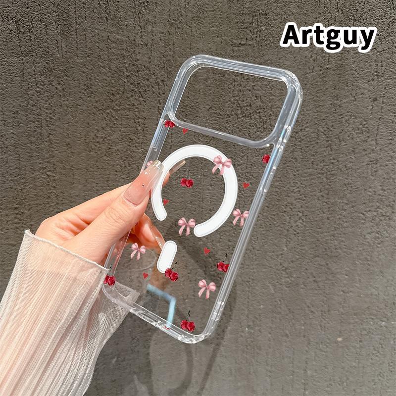Cherry Bow Love Advanced fashion giftMagnetic Phone Case for iPhone 15 Plus 17 16 Pro Max Air E 14 13 12 11 X XS XR Shockproof Soft Premium Stylish Durable Protection Case