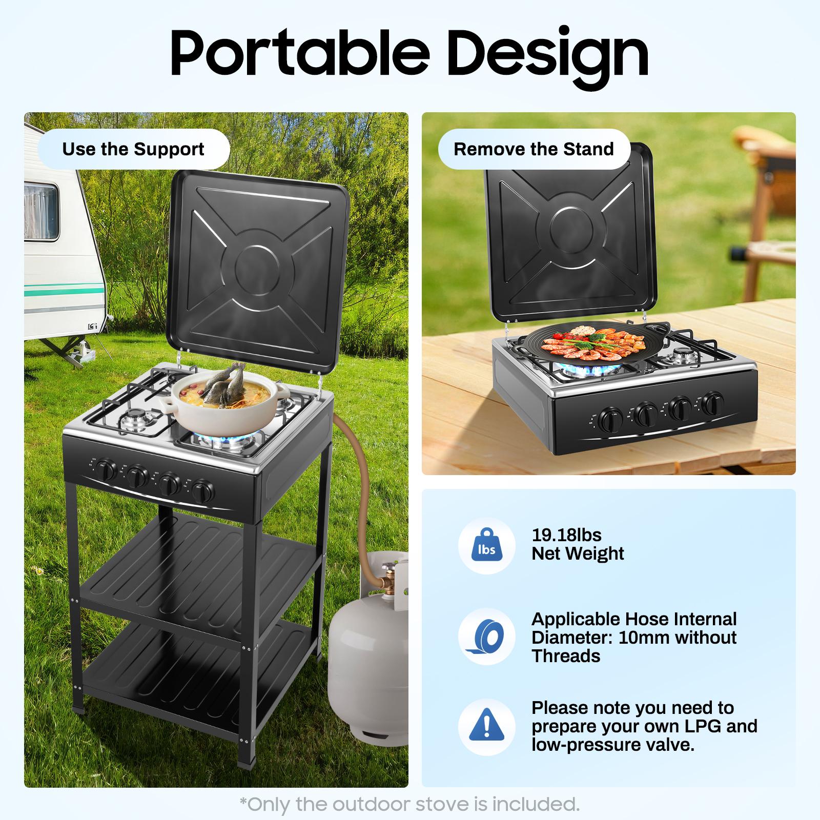 4 Burner Freestanding Gas Stove NG LPG Outdoor Camping Portable Cooktop with 4 Knobs Manual Ignition for RV Travel Emergency Preparedness Family Use 4 Burner Freestanding Gas Stove NG LPG Outdoor Camping Portable Cooktop with 4 Knobs Manual Ignition for RV Travel Emergency Preparedness Family Use