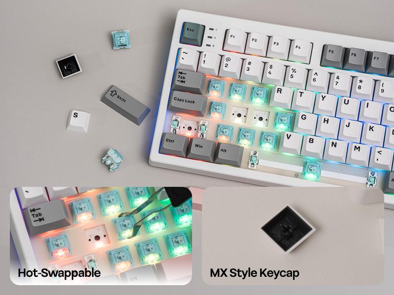 EPOMAKER TH87 Wireless Mechanical Keyboard TKL Layout Tri-Mode USB-C/BT 5.0/2.4GHz Wired Hot Swappable Custom PBT Keycap RGB Backlit Gasket Gaming Keyboard for PC/Mac creamy keyboard keyboards for gaming TikTokShopJumpstartSale