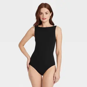Women's Luxe Stretch Boatneck Bikini Bodysuit - Auden