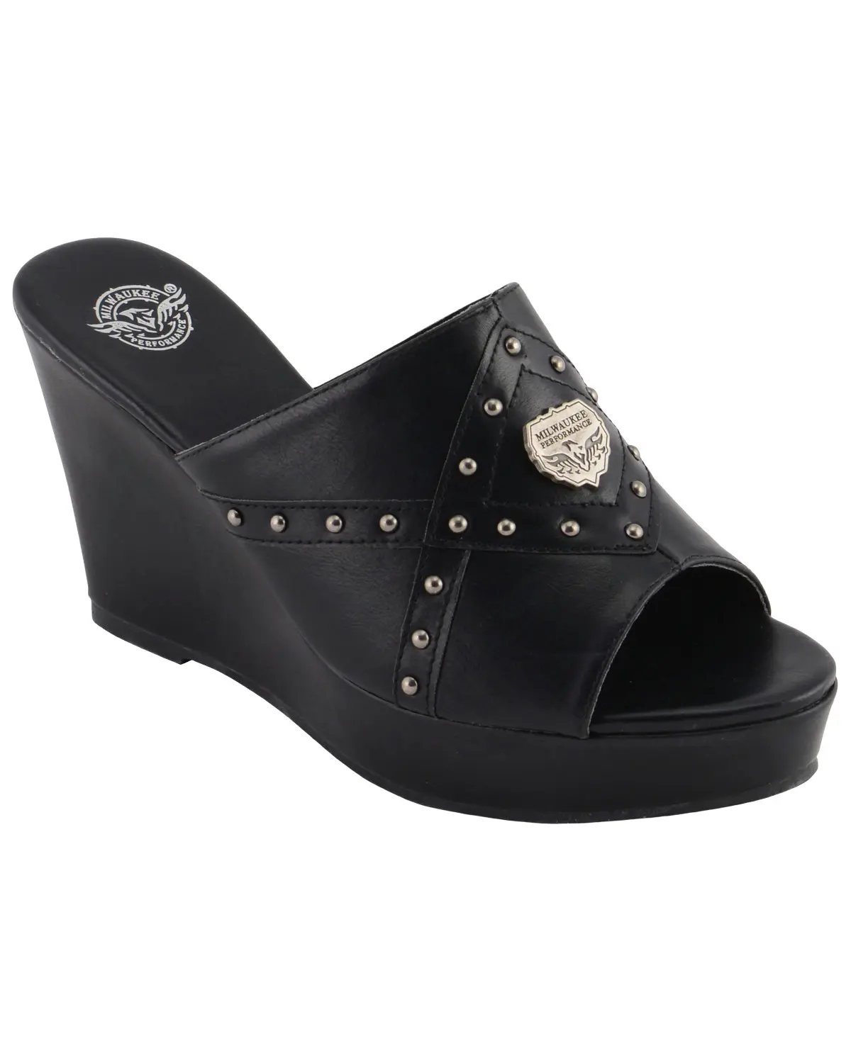 Milwaukee Leather Women's Women'S Crossover Open Toe Wedge Sandals - Mbl9407