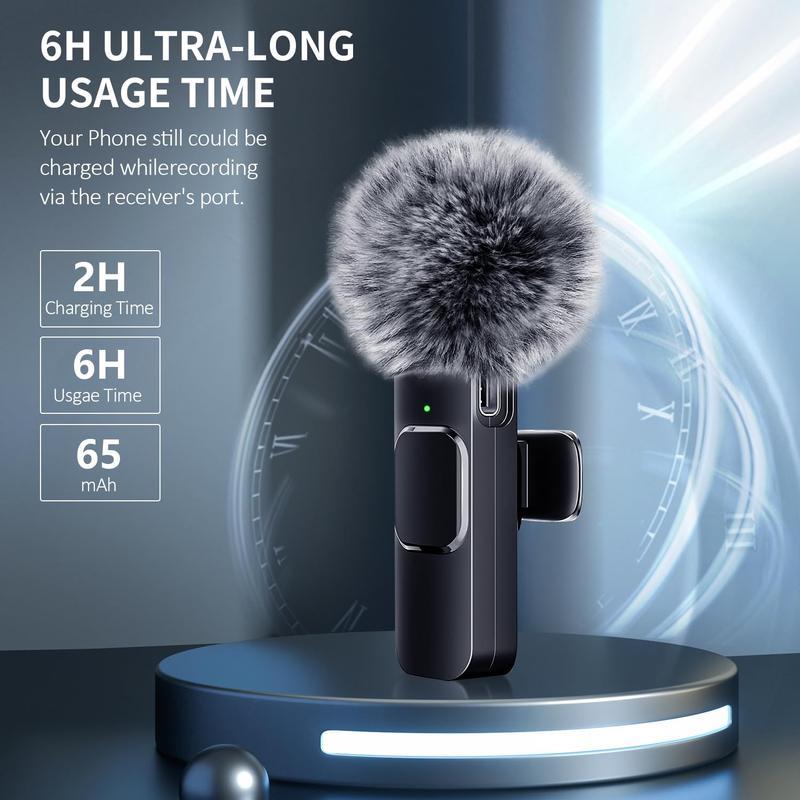 Wireless Microphone for iPhone/Smartphone,  Microphones with Clearer Audio for Video Recording, Interview, Vlog，Noise Reduction Device Noise Cancellation Stereo Wireless vlogging tools handheld mic microfono minimic