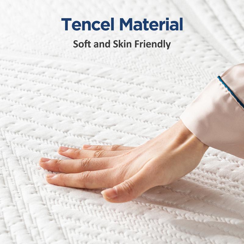 Raybee 3/4 Inch Memory Foam Mattress Topper, King Queen Full Twin XL Mattress Topper with Cooling Gel and Machine Washable Tencel Cover Soft & Pressure Relief & Breathable, Non-Slip, Mattresses Protector Pad White