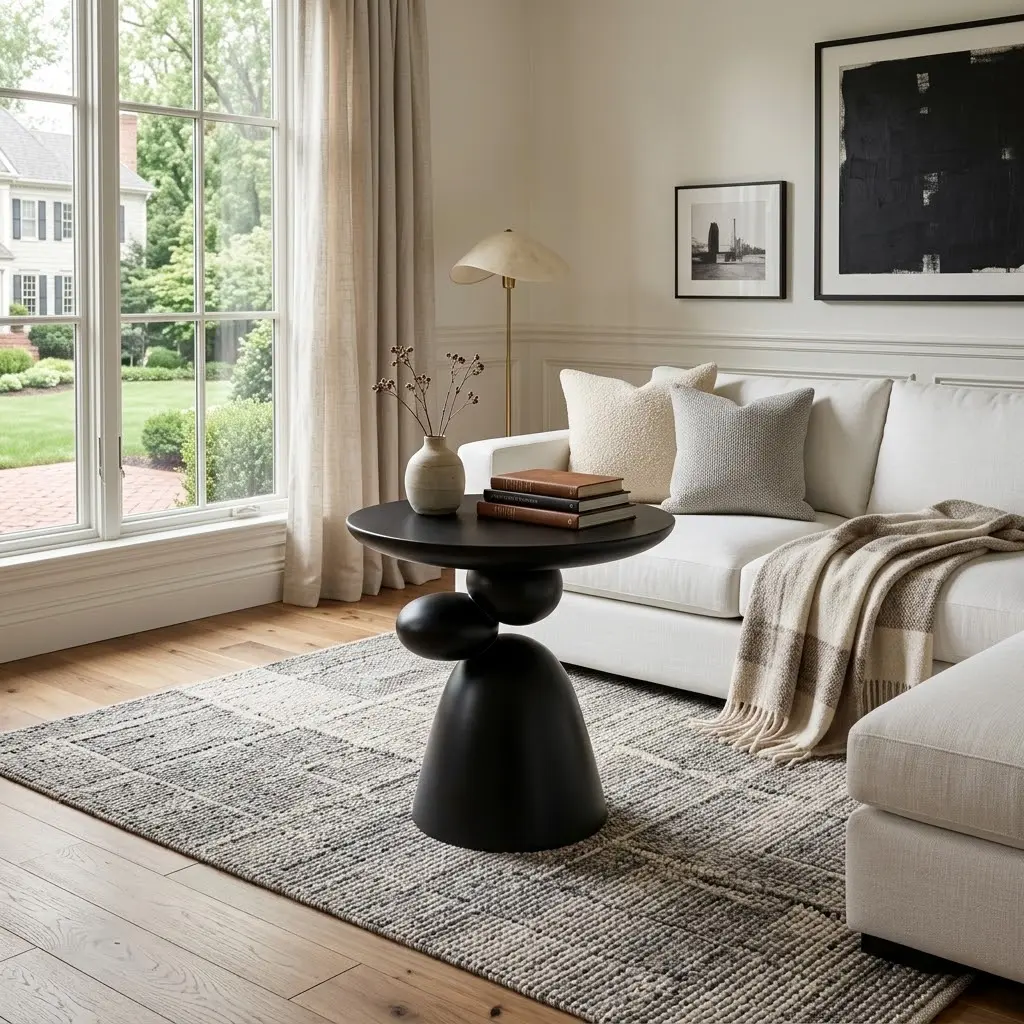SAVEYOUR Lucky Stone End Table, Fiberglass Side Table, Modern Minimalist Corner Accent Table, Decorative Coffee Table for Living Room, Bedroom & Guestroom Home Decor