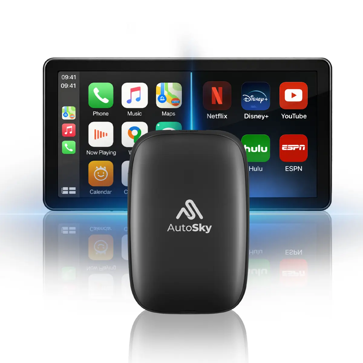 AutoSky AI Box Lite – Wireless CarPlay & Android Auto + Streaming (Netflix, Hulu, Disney+, ESPN & More) | ️ Requires Factory WIRED CarPlay – Read Before Ordering