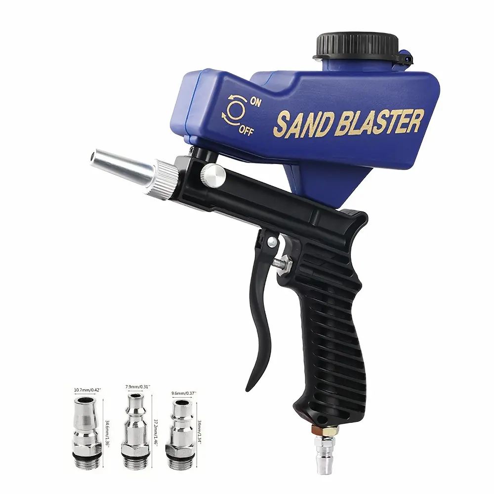 90PSI Portable Sandblasting Tool, Air Consumption 7.0cfm, Sand Outlet Inner Diameter 6.5mm - Adjustable Gravity Spraying Tool For Rust Removal And Paint Removal, Requires Air Compressor To Operate