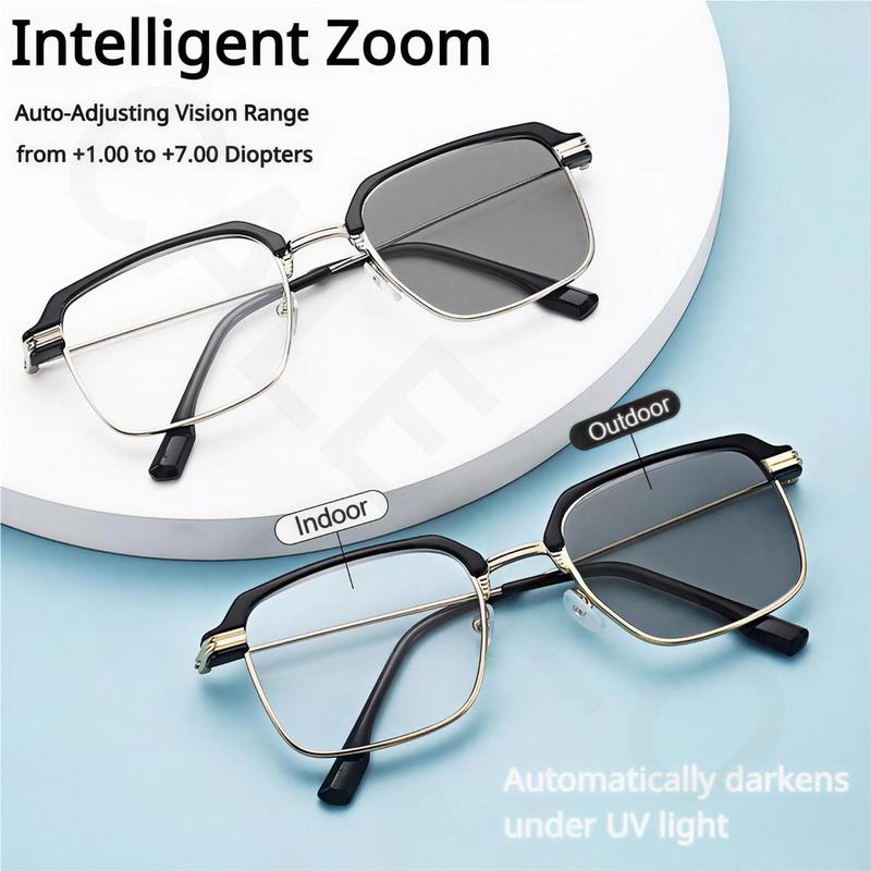 Smart Zoom Frameless Reading Glasses Auto Focus Multifocal Blue Light Filter UV Sun Protection Soft Silicone Nose Pads, HD Vision for Phone & Computer(+1.00 to +4.00 Diopters) Smart Zoom Frameless Reading Glasses Auto Focus Multifocal Blue Light Filter UV Sun Protection Soft Silicone Nose Pads, HD Vision for Phone & Computer(+1.00 to +4.00 Diopters)