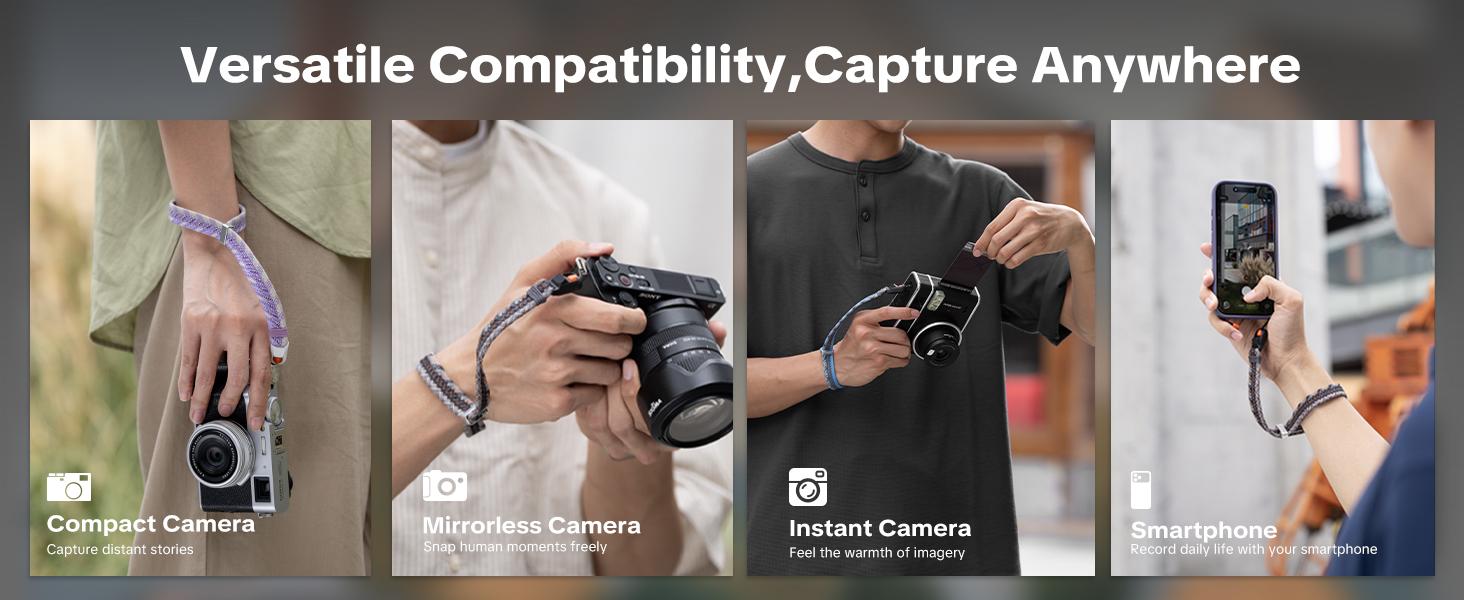 PGYTECH Camera Wrist Strap Slim Trendy Style, Adjustable Quick Release Anti-Drop Braided Rope Hand Strap Holds 55.1lb for Sony/Nikon/Canon Cameras/Phone for Young Photographers