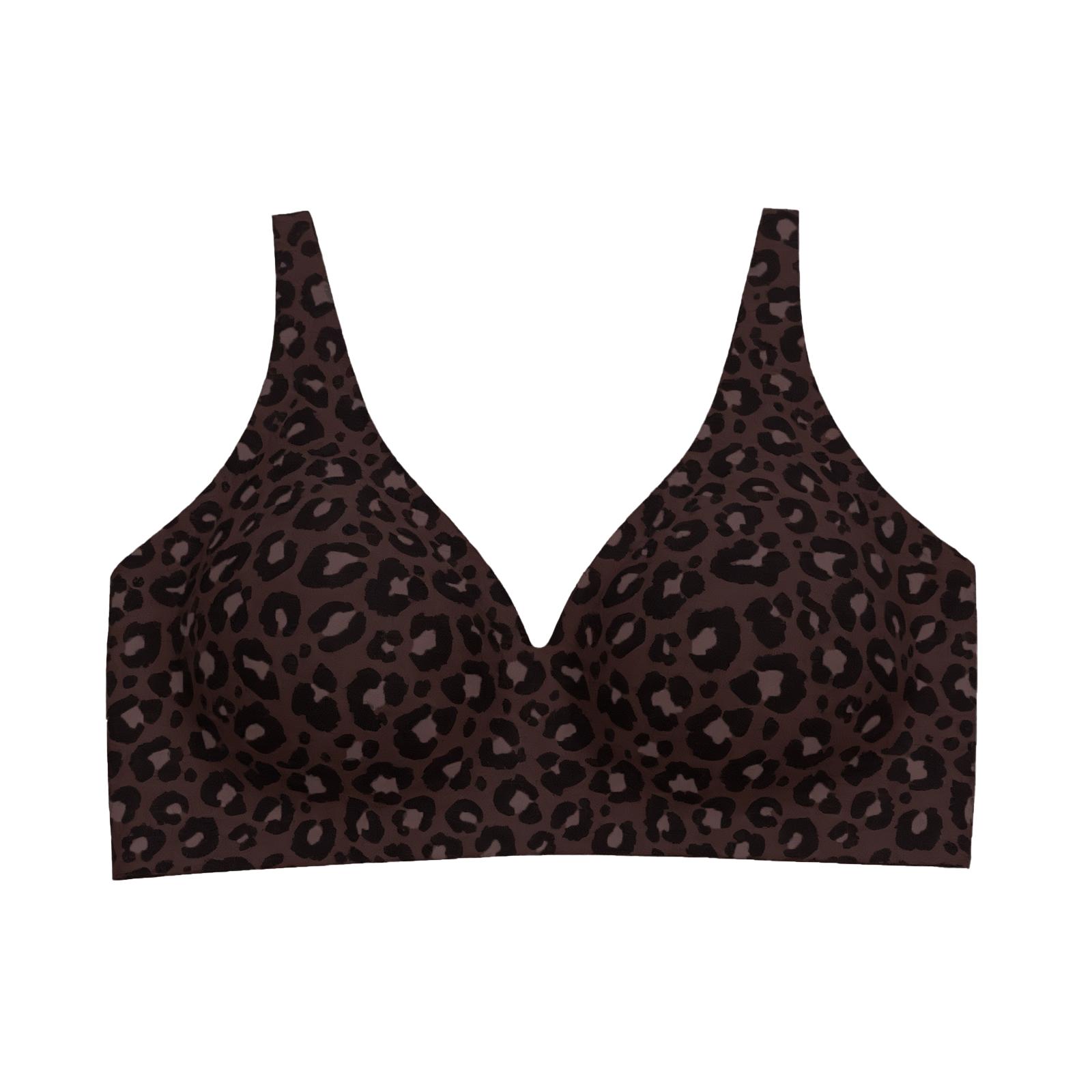 1/2/3PCS Leopard Jelly Wireless Bra Womens Comfortable Wireless Bras Push Up Bralettes Seamless Tshirts Bras Deep V Everyday Bras S-3XL