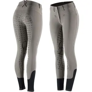 Horze Women's Beige Crown Full Seat Silicone Grip English Riding Schooling Breeches