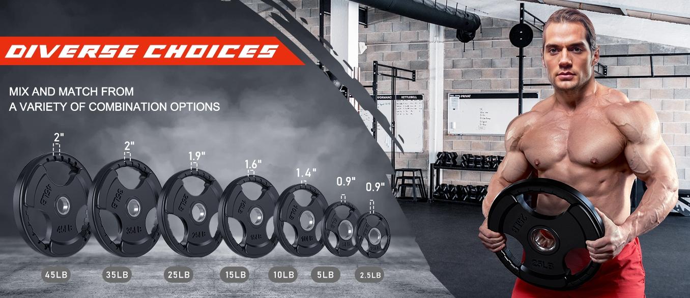 RitFit Olympic Rubber Grip Plates for Barbell, 2-Inch Weight Plates for Weightlifting and Strength Training in Home & Gym, Single, Pair and Sets(2.5/5/10/25/35/45 LB) RitFit Olympic Rubber Grip Plates for Barbell, 2-Inch Weight Plates for Weightlifting and Strength Training in Home & Gym, Single, Pair and Sets(2.5/5/10/25/35/45 LB)