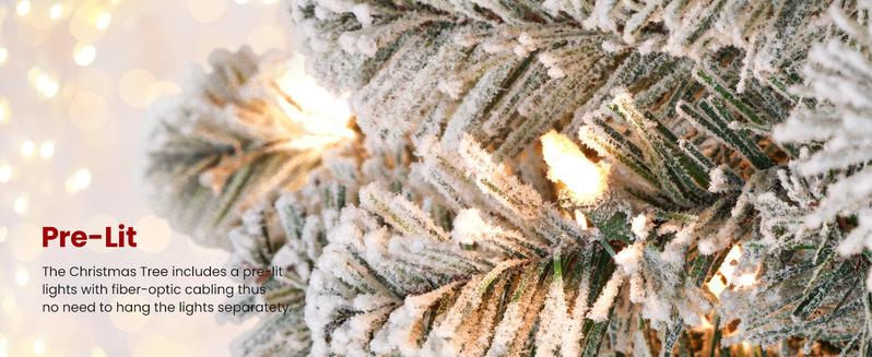 【Tree with Ball】SHareconn 4.5/7.5FT Prelit Artificial Christmas Tree with 220/470 Lights & 378/1267 Branch Tips Classic Spruce Design for Festive Home Decoration