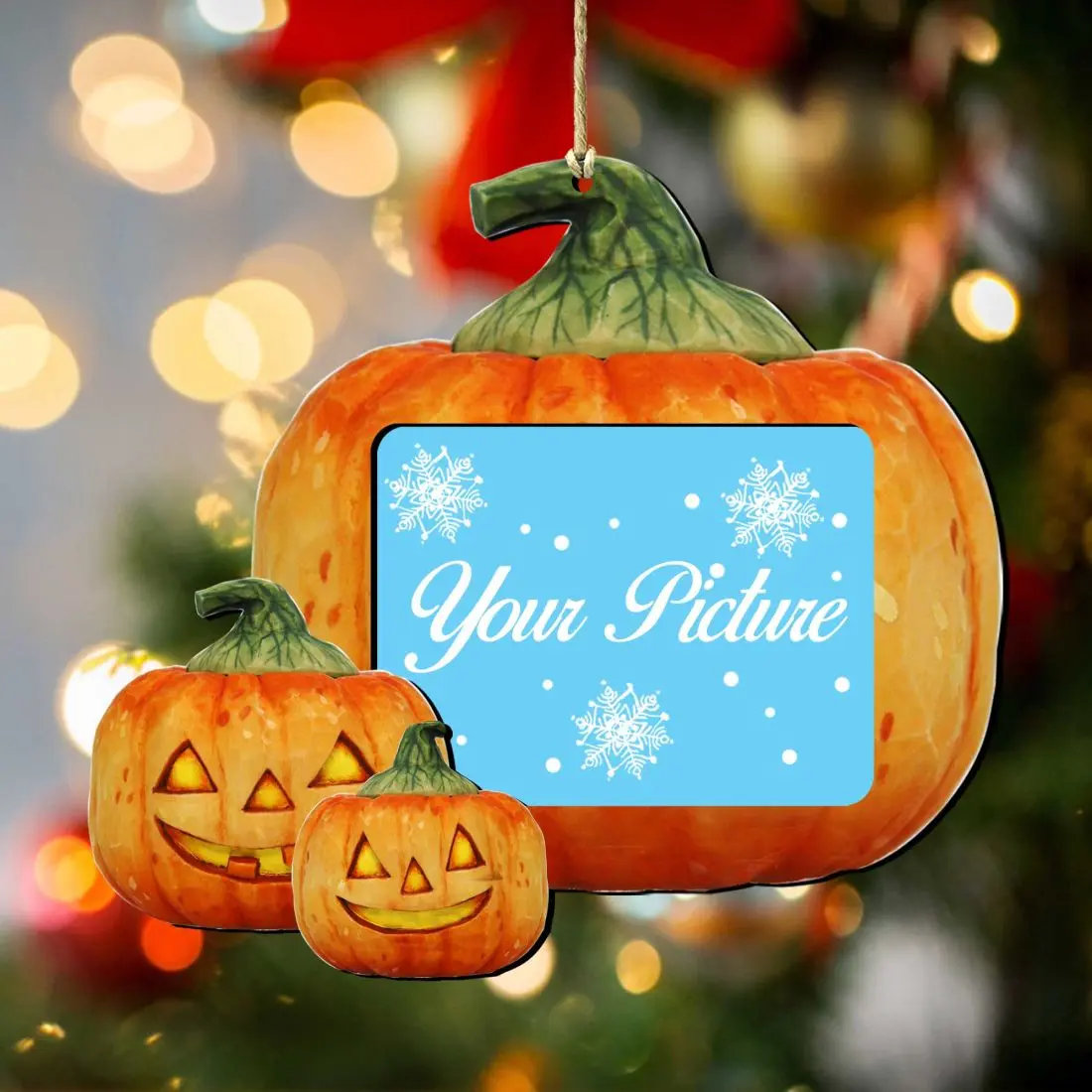 Designocracy 8158414-2PF-S2 Handcrafted Art Wood Frame Pumpkin Decor Ornament, 5.5x26 in. Halloween Holiday Decoration Set of 2, Home Thanksgiving Festive Display Supplies