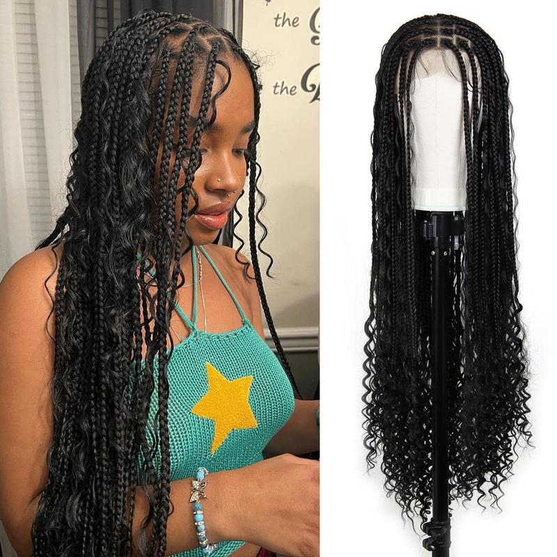 West Kiss Synthetic Wigs 36 Inch Boho Braided 13x6 Lace Front Wigs for Black Women Pre Plucked with Baby Hair