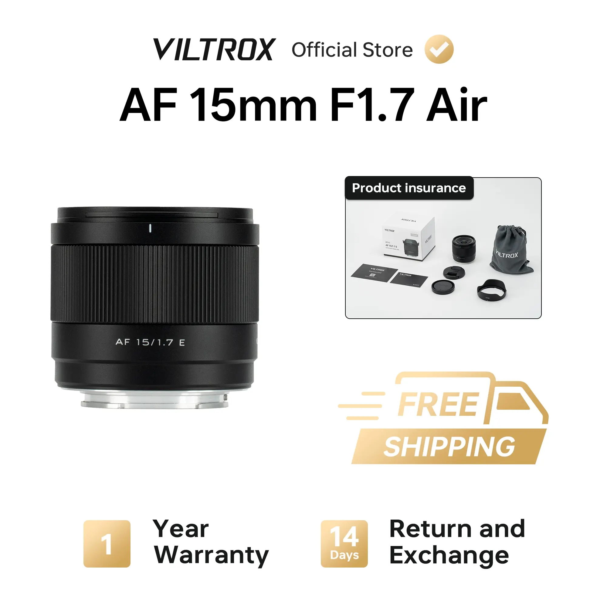 Viltrox AF 15mm F1.7 Air E High Definition Camera Lens - 58mm Wide Angle, 84.9° Field of View, STM Autofocus, Compact, Metal Mount, Plastic Components, Manufacturer Warranty for Mobile Creators & Professionals (Camera Lenses Signature)