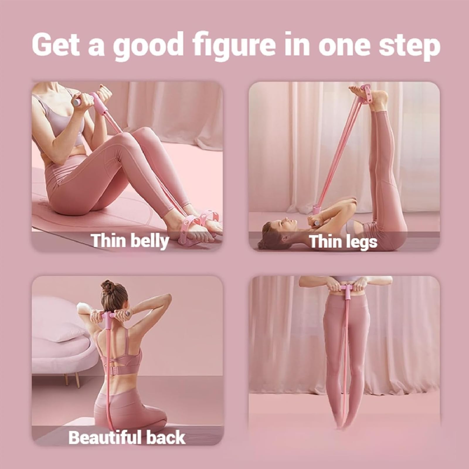 Portable Pedal Resistance Band Trainer, Multifunction 6-Tube Elastic Pull Rope for Home Workout, Stretching & Fitness