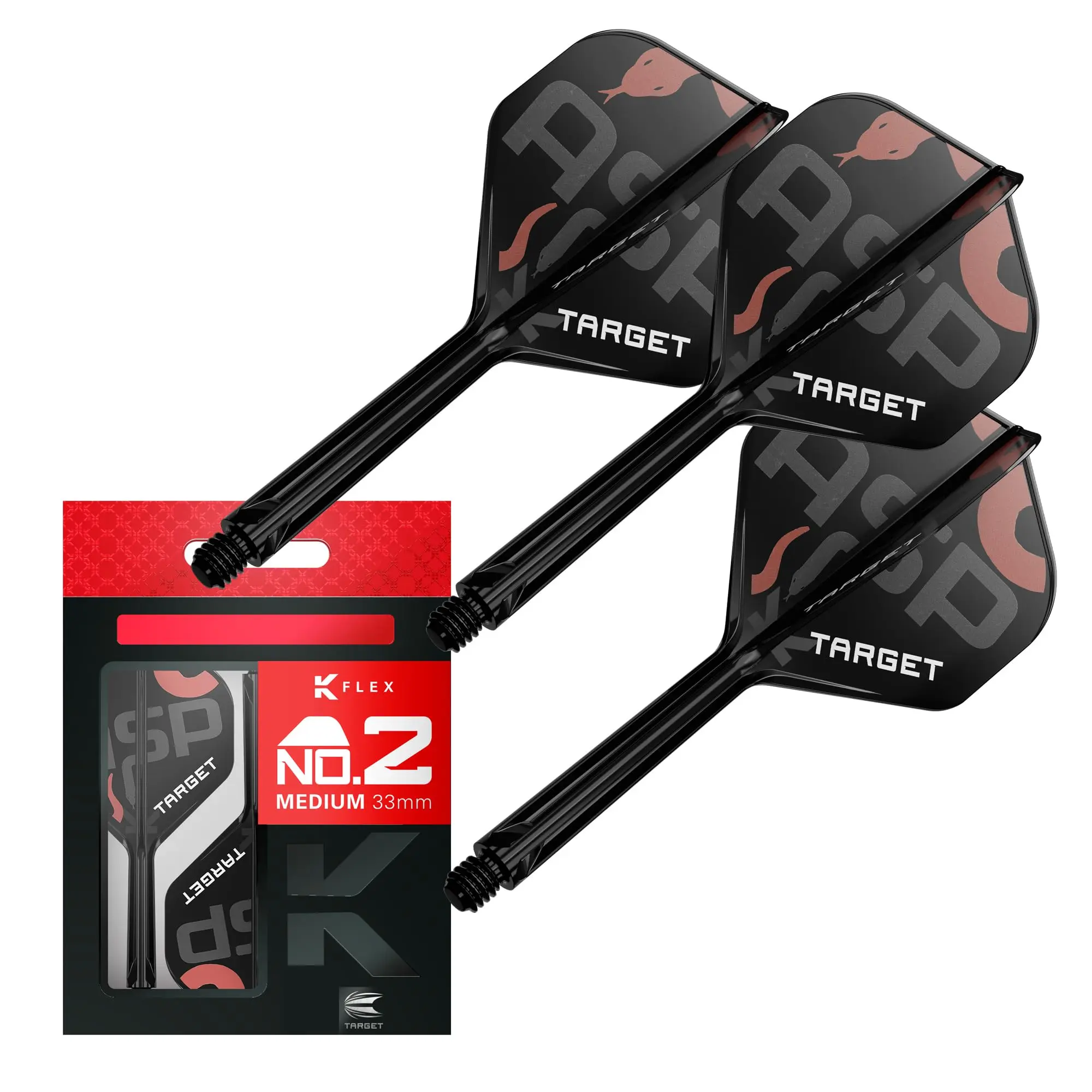 TARGET Darts Nathan Aspinall K Flex Flights and Shaft System, No.2 | Pack of 3 Kflex All in One Flights, Player Edition Darts Accessories | K-Flex Dart Stem Short/Intermediate/Medium