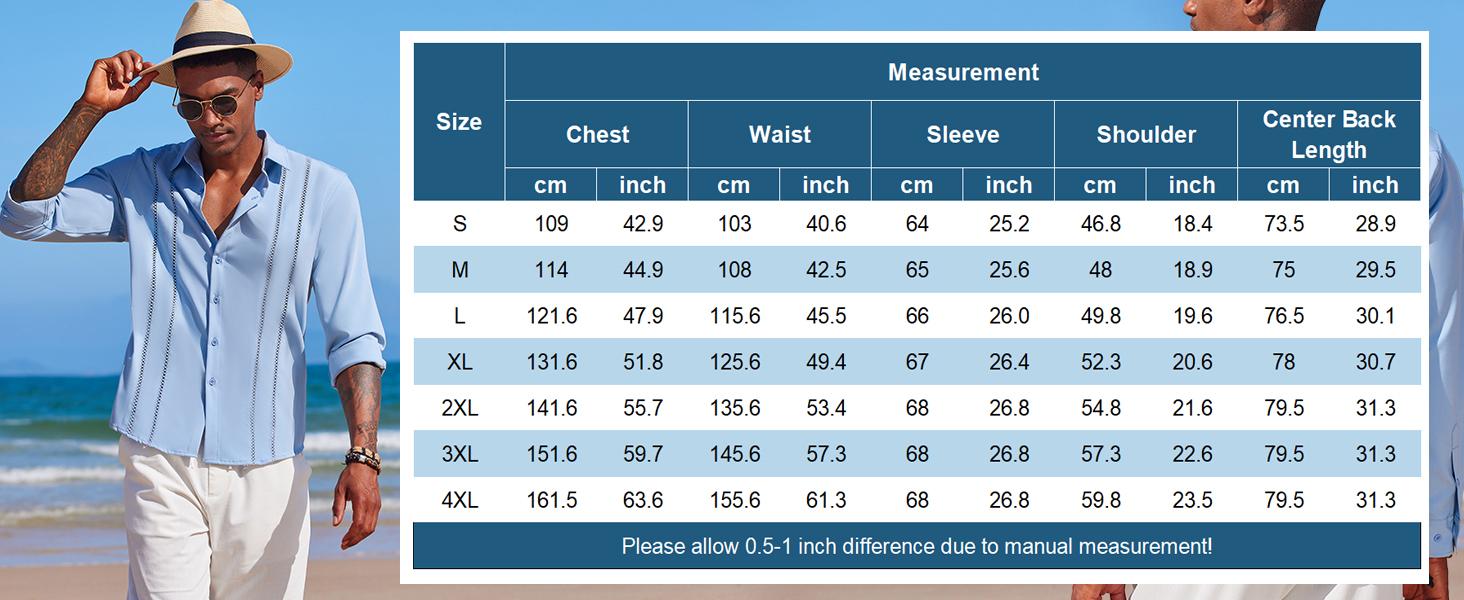 COOFANDY New York Fashion Week Mens Cuban Guayabera Lightweight Shirt  Casual Button Down Shirts Long Sleeve Beach Linen Shirts Menswear Tropical