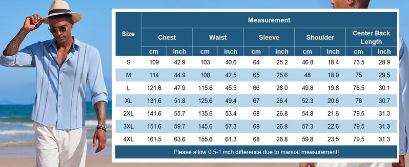 COOFANDY New York Fashion Week Mens Cuban Guayabera Lightweight Shirt  Casual Button Down Shirts Long Sleeve Beach Linen Shirts Menswear Tropical