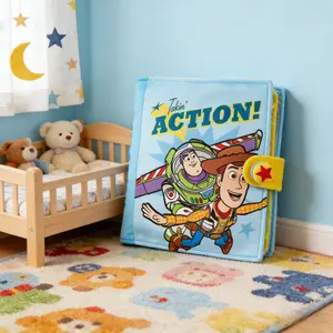 MINISO Disney Pixar Toy Story Comic Book Pillow - Official Collectible "Takin' ACTION!" Design, Soft Plush 18"x15" Cushion for Bed Sofa & Office