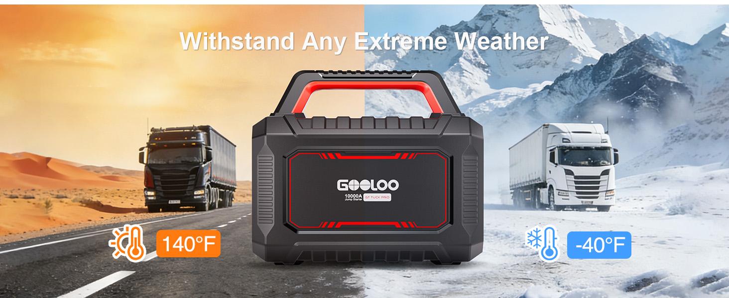 GOOLOO GT-Truck Pro 10000A Peak Car Jump Starter, 64000mAh Portable Battery Booster Pack, Powerful Emergency Starter for 8.0L Diesel Trucks & Heavy Duty Vehicles, LED Flashlight, Smart Safety Clamps