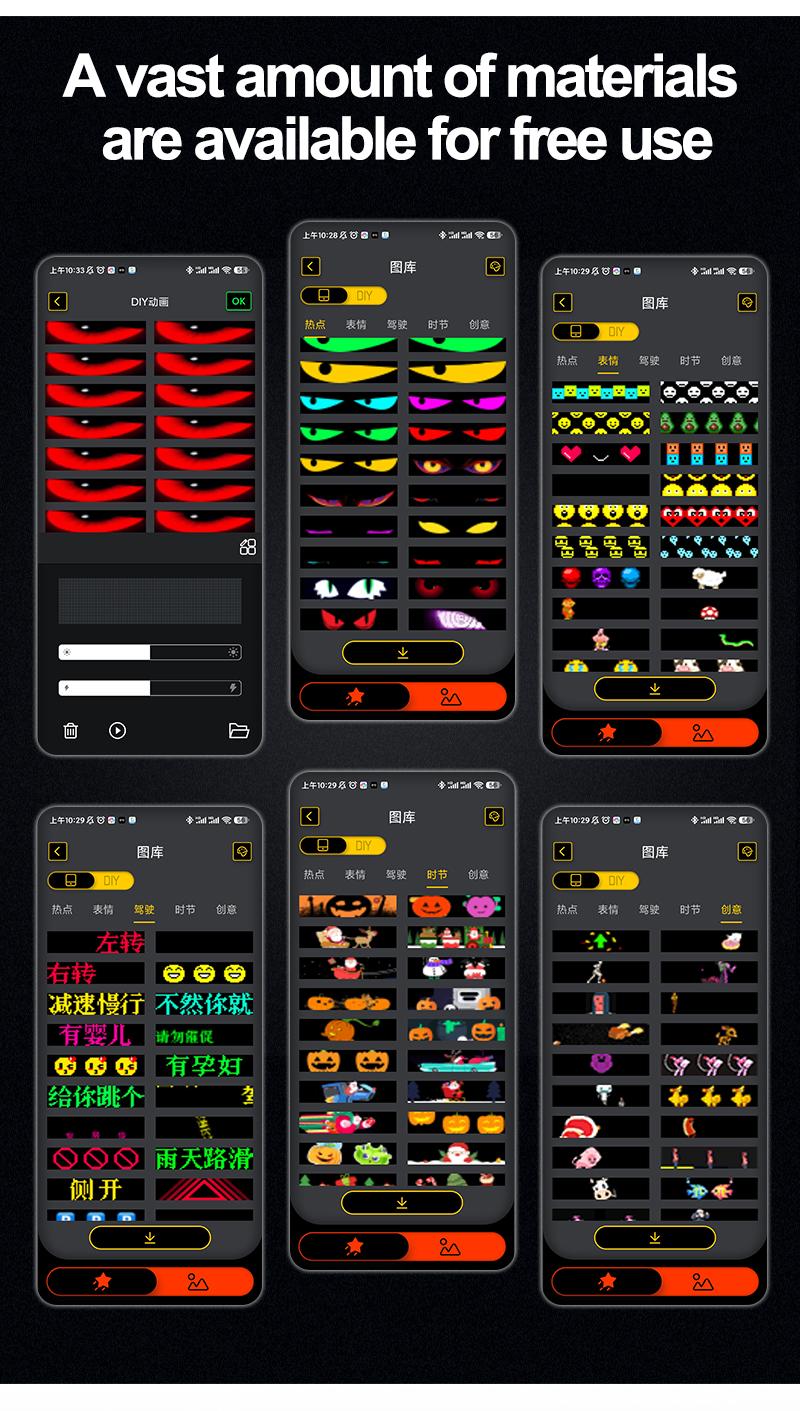 2PCS 5800 Lux High-Brightness Devil Eyes LED Light Strips for Cars/Trucks/SUVs - 23.6"x4.73" Customizable Windshield Decoration with App Control, IP68 Waterproof, USB-Powered