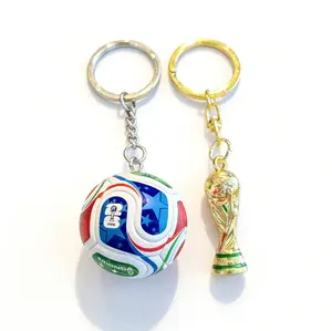 2026 World Cup Commemorative Soccer Keychain Mini Football Ball Trophy Pendant Car Key Ring Bag Charm Fun Gift for Soccer Fans