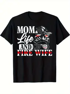 Firefighter Mom Life And Fire Wife T-Shirt Machine Washable Movie Gifts for Men Men's T-Shirt