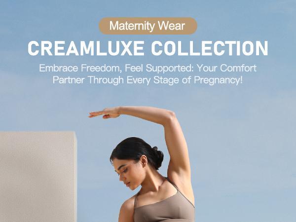 POSHDIVAH Women's Creamluxe Maternity Leggings 25"/28" Over The Belly Pregnancy Yoga Pants Active Workout Leggings