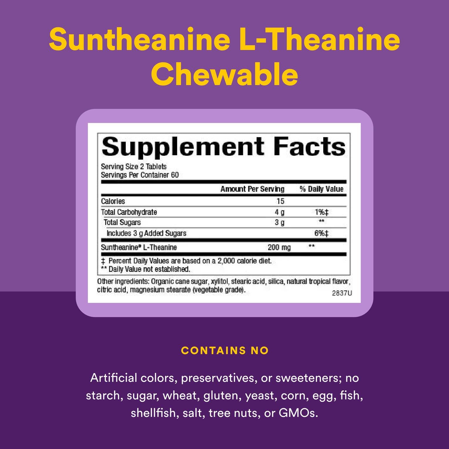 Natural Factors Stress-Relax Suntheanine L-Theanine 100 mg Chewable